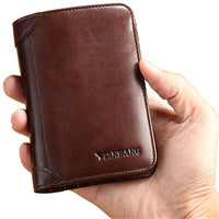 Manbang Men's Wallets RFID Genuine Leather Trifold Wallets For Men with ID Window and Credit Card Holder