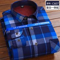 Autumn and Winter Men's Long-sleeved Fleece Shirt Thermal Shirt Plaid Jacket Clothes Men's Clothing Streetwear Men Shirts
