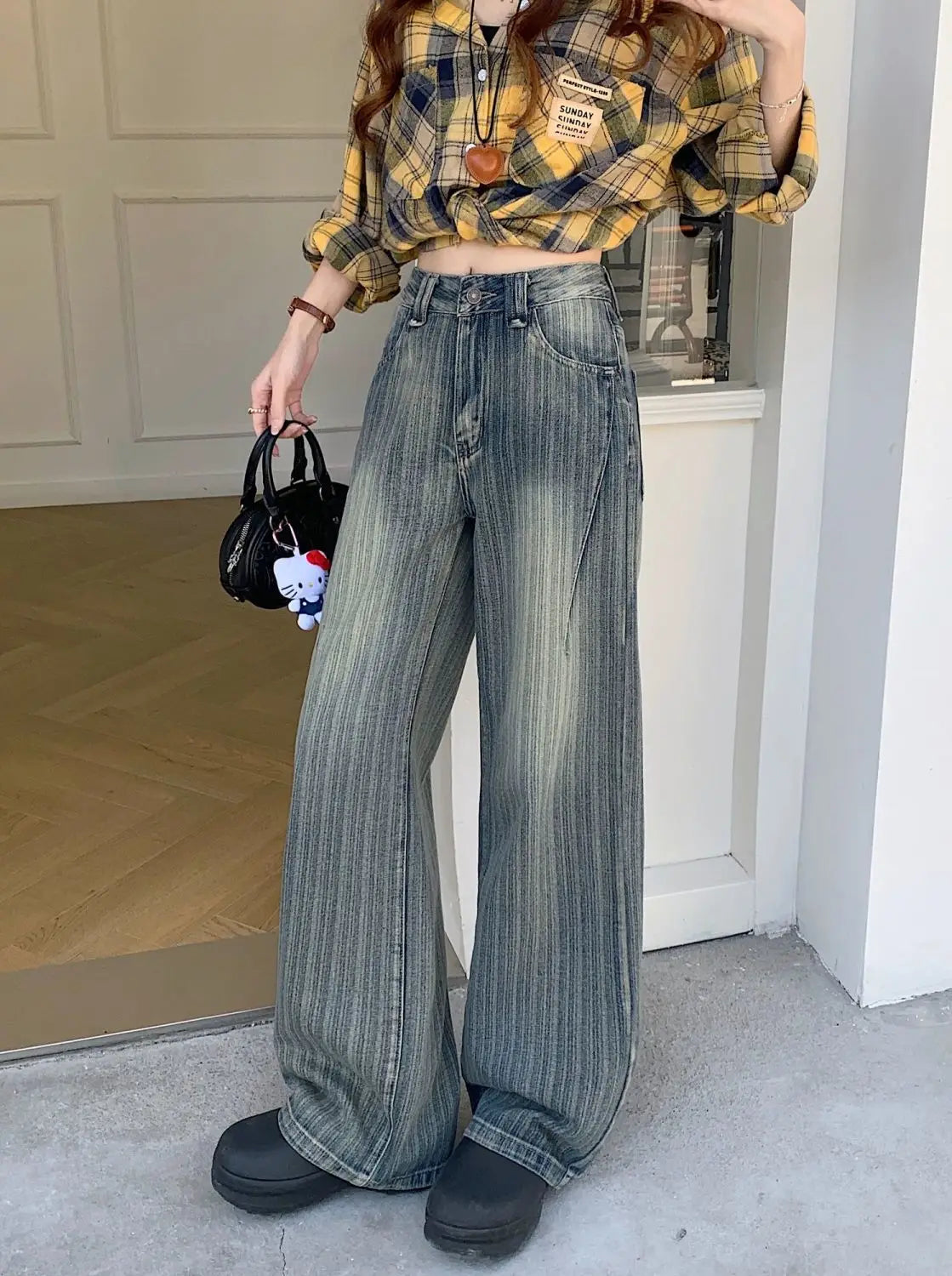 Casual Loose Jeans Wide Leg Flared Trousers High Waist Comfort Stretch Denim Pants for Women Fashion Trend  Women's jeans