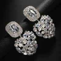 Stonefans Shiny Rhinestone Heart Dangle Earrings Luxury for Women Fashion Jewelry Square Earrings Statement 2024 Designer Y2k