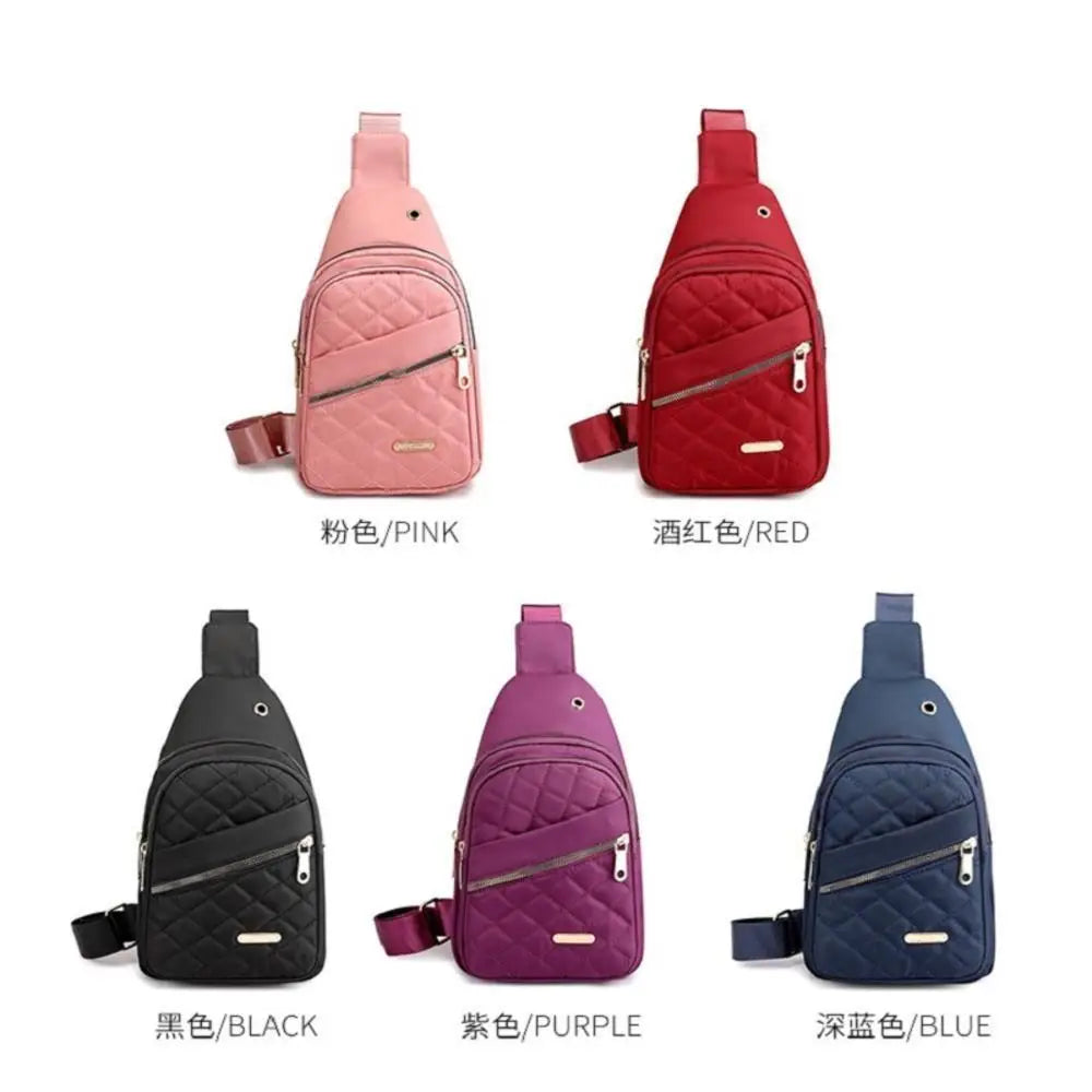 Women'S Embroidery Rhombus Chest Bag Multi-Layer Large-Capacity Single-Shoulder Diagonal Bag Casual Rhombus Chest Handbag