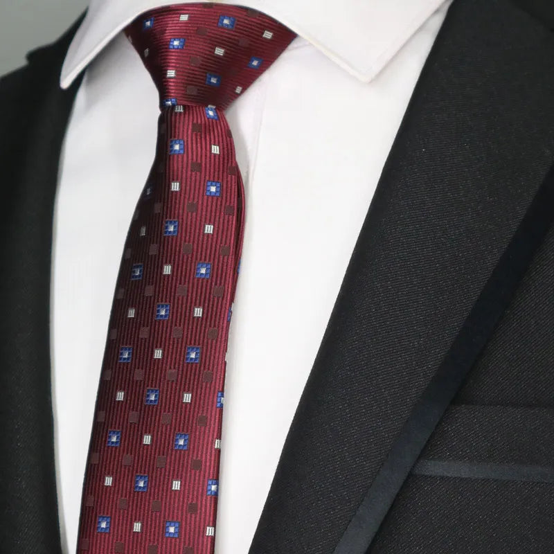 New Slim Narrow Skinny 6CM Mens Necktie Neck Ties For Man Plaids Polka Dot Stripes Jacquard Cravat Business Party Corbatas