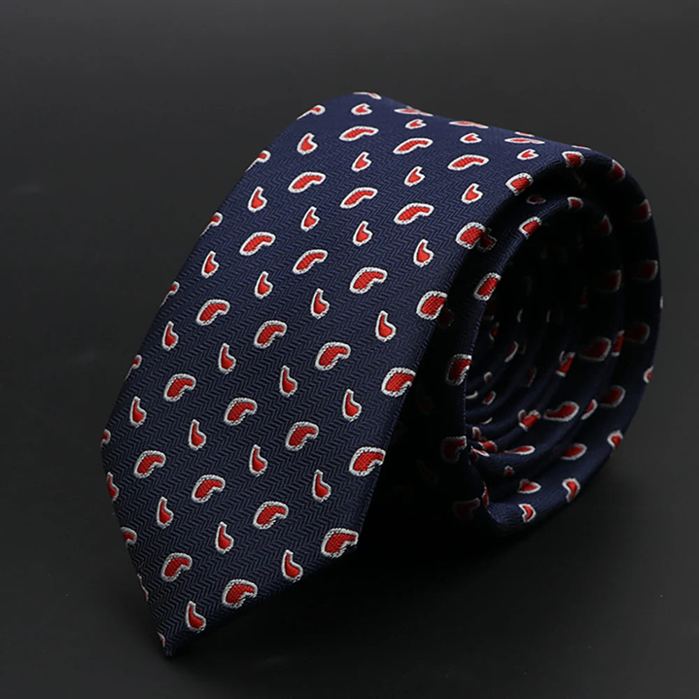 New Men Ties Solid Color Stripe Print Floral 6cm Jacquard Business Neckties Narrow Skinny Tie Wedding Prom Daily Wear Accessory