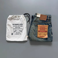 Men's Japanese Indigo Blue Selvedge Straight Leg Denim Jeans for Men Artisan Vintage Spring Washed with Raw Hem Detailing