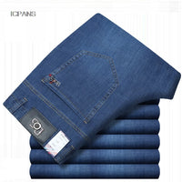 Summer Thin Denim Jeans For Men Straight Loose Stretch Casual Pants Men Blue Black Gray Trousers Mens Jean Clothing Size 40 42