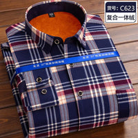 Autumn and Winter Men's Long-sleeved Fleece Shirt Thermal Shirt Plaid Jacket Clothes Men's Clothing Streetwear Men Shirts