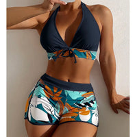2026BHalter Bikini Set Short Swimsuit Women High Waist Swimwear Female Printed Bathers Swimming Bathing Swim Suit BeachwearNew
