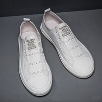 100% Genuine Leather Black White Shoes Men Casual Shoes Soft Flat Brand Cow Leather Cool Street Young Male Footwear D237