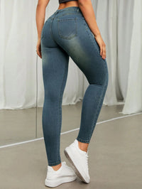 High Waisted Skinny Jeans Woman Clothes Vintage Wash Slim Fit Ideal for Casual Outings Street Fashion Trendy Looks