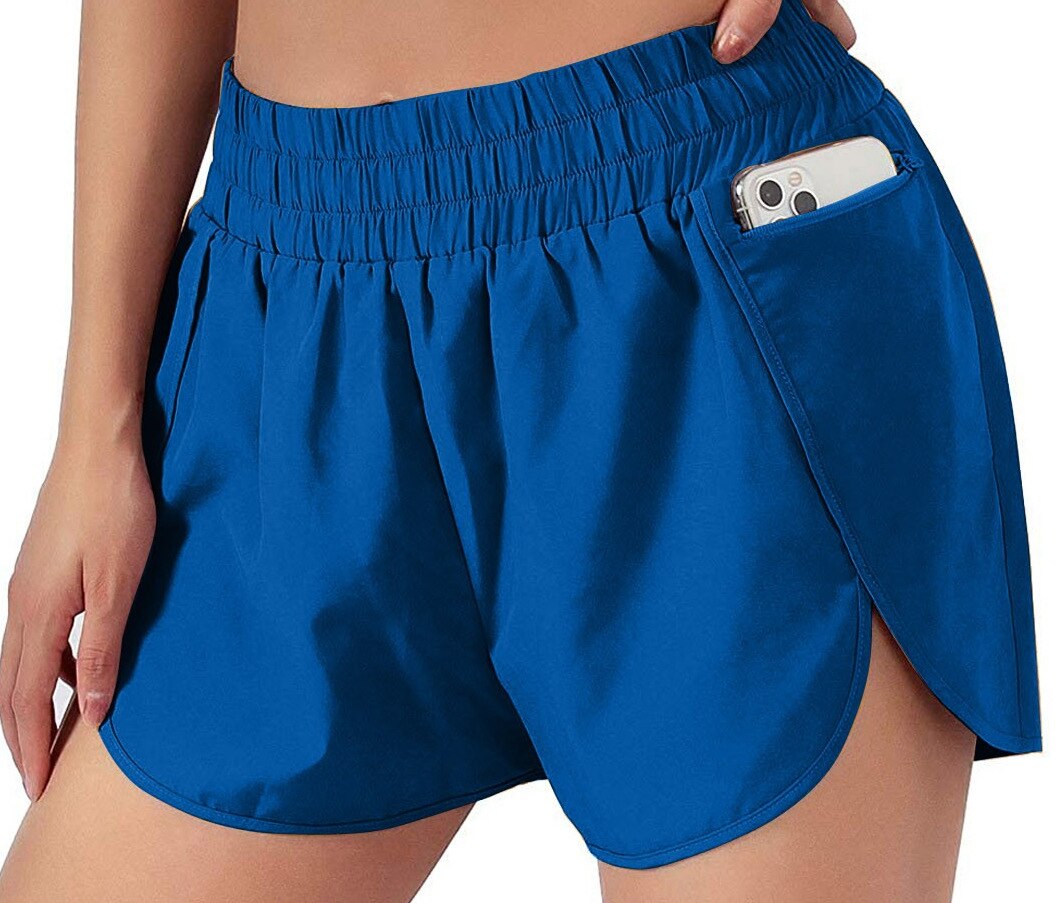 Shorts Women Solid Running Shorts Sport Pant Elastic Waist Active Workout Pocket Shorts Female Summer Ladies Casual short femme