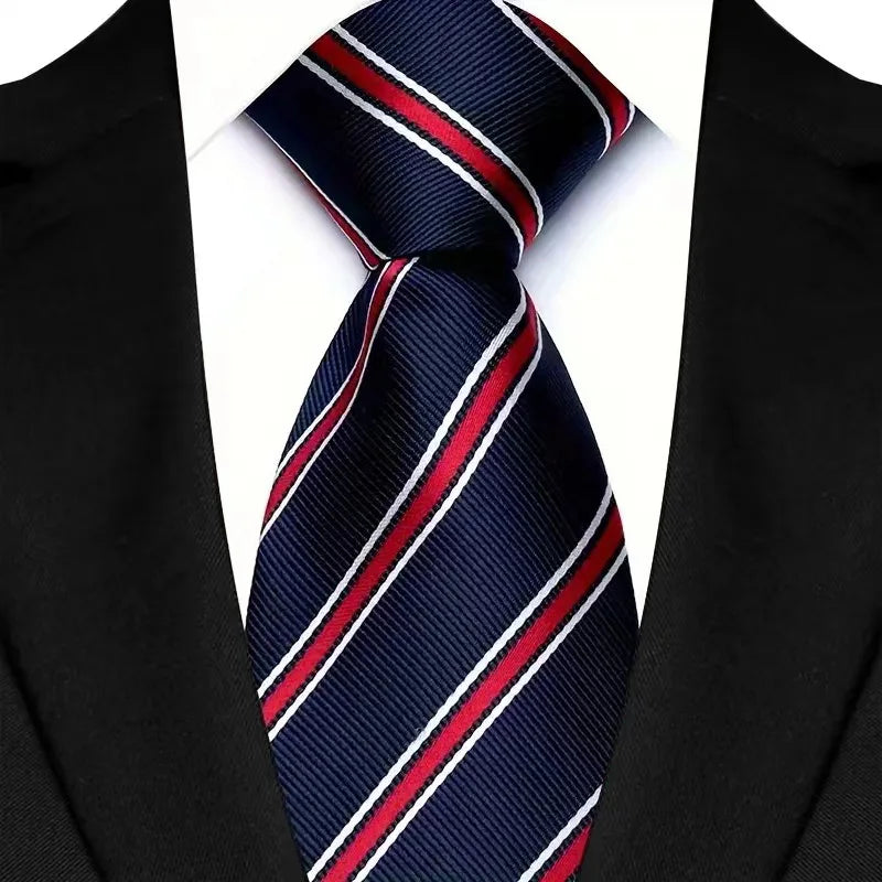 New Design Plaid & Checks 8cm Tie Red Blue Jacqurd Weave Neckties For Men Business Wedding Cravat Accessories Neck Ties Gifts