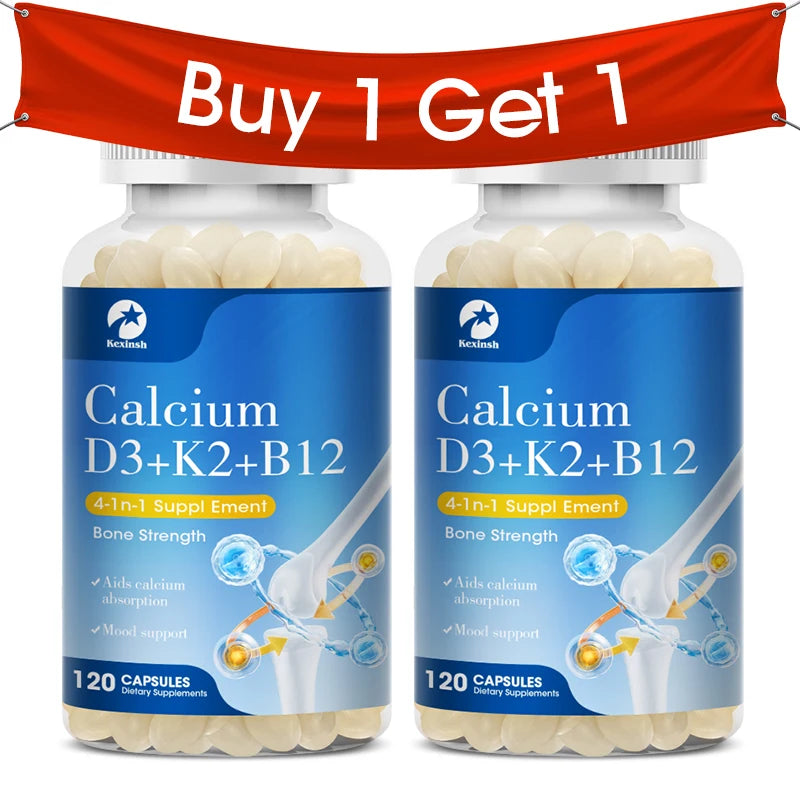 Kexinsh Vitamin D3K2 Capsules Vb12 Calcium Support Calcium Absorption Bone Teeth Heart Brain Health  Joints Immune Function