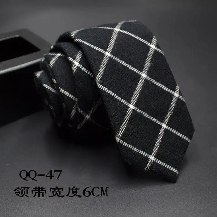 Mens Ties 6cm Classic Cotton Handmade Skinny Neck Ties for Men Striped Narrow Collar Slim Cashmere Tie Casual Plaid Tie For Man