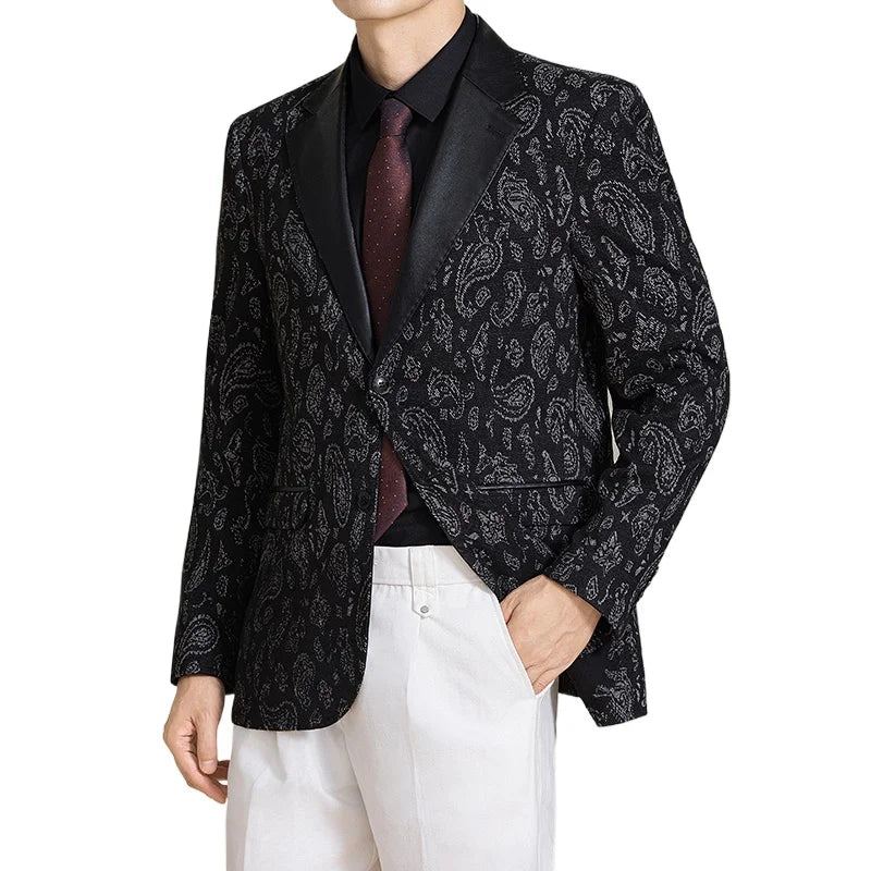 Elegant Printed Blazer for Men - Stylish Fit , Unique Splicing Process , Versatile for Formal & Casual Occasions