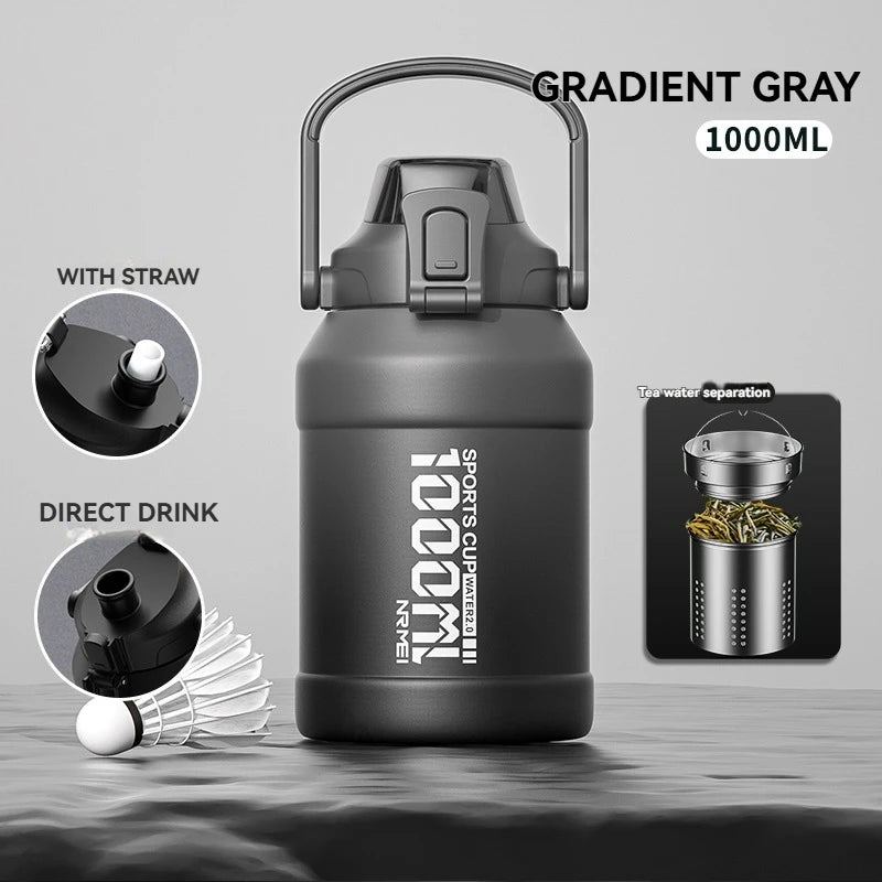 Thermos Water Bottle With Straw Handle Cup 316 Stainless Steel Flask Large Capacity Vacuum Insulated Tumbler