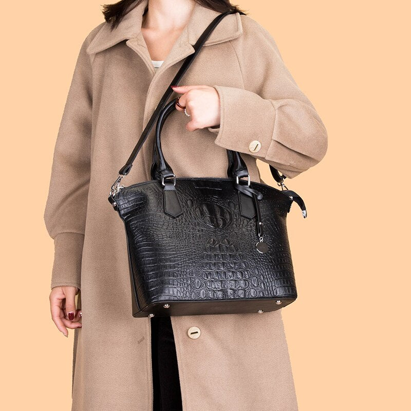 Large Capacity Crocodile Pattern Handbags Luxury Brand Women Handbags Designer Tote Bag Vintage Ladies Shoulder Messenger Bags