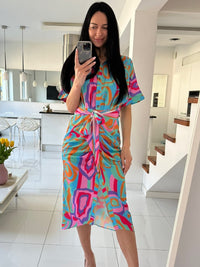 New In Dress Women Clothing for Summer Printed Waist Tie-up Shirt Sexy Long Formal Occasion Dresses for Women 2023 Evening Dress