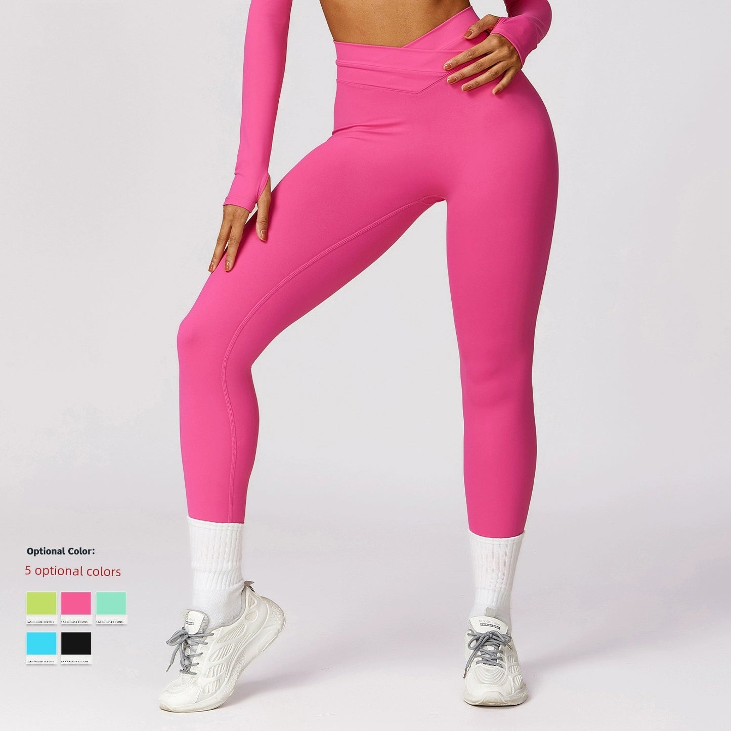 2024 Fashion Quick-Dry Hip Raise Skinny Yoga Pants Cross High Waist Fitness Pants Outwear Brushed Running Exercise Pants