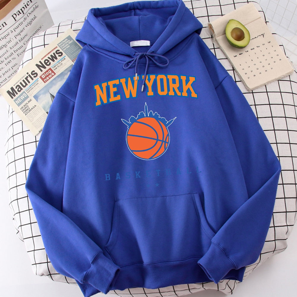 Male Casual Fashion Hoodies Cool Print Hip Hop Sweatshirt New York Basketball Funny Hooded Fleece Men&#39;s Soft Harajuku Pullover