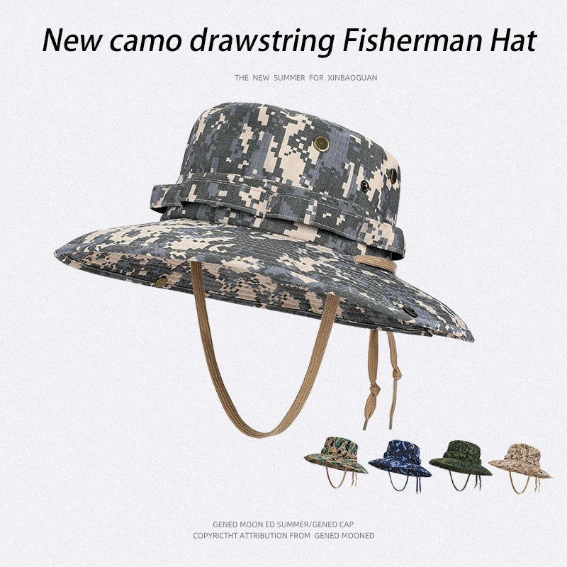New spring and summer outdoor fisherman hats for men. Fishing andmountaineeringtacticalhatswithcamouflagelargebrims,brea