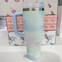 Stainless Steel Vacuum Insulated Car Cup with Dual Straw Lid, Thermal Icy Travel Handle 40oz New