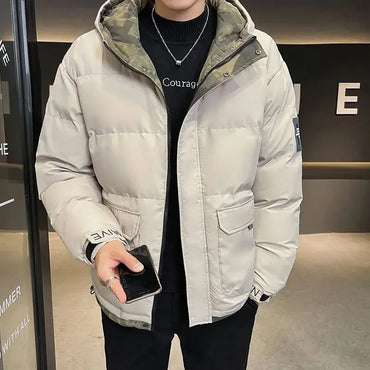 Down Jackets For Men Hooded Parkas Winter Models Man Padded Coat Offers Trend Unique Padding Korean 2024 Quilted Clothes Sale