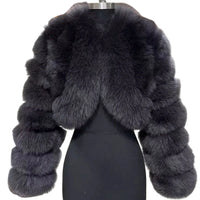 Warm Faux Fur Coats Women Short Overcoats Loose O Neck Long Sleeves Covered Button Straight Work Y2k Casual 2025 Autumn Winter