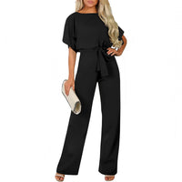 Women's Belted Jumpsuit Casual Wide-Leg Pants  Summer Commute Outfit  Stylish & Comfortable