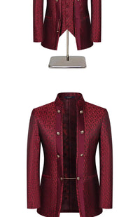 2025 New Wedding Host Performance Men's Suit Dress Three-piece Botanical Floral Pattern  Blazer  for Men with Pants and Vest