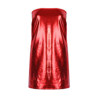 Sexy Dresses Women PU Solid Color Dress Clubwear Imitation Leather Chest Wrap Dress Slieeveless Short Skirt For Ladies