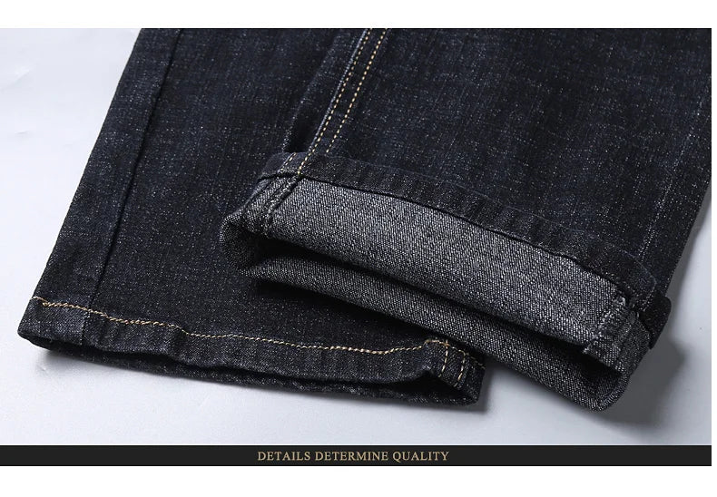 Men Fashion Straight Jeans Men 2025 New Stretch Slim Fit Pants Comfortable Soft Business Denim Trousers Male Brand Clothing