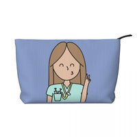 Custom Cartoon Doctor Nurse Enfermera En Apuros Toiletry Bag Women Cosmetic Makeup Organizer Lady Beauty Storage Dopp Kit Box