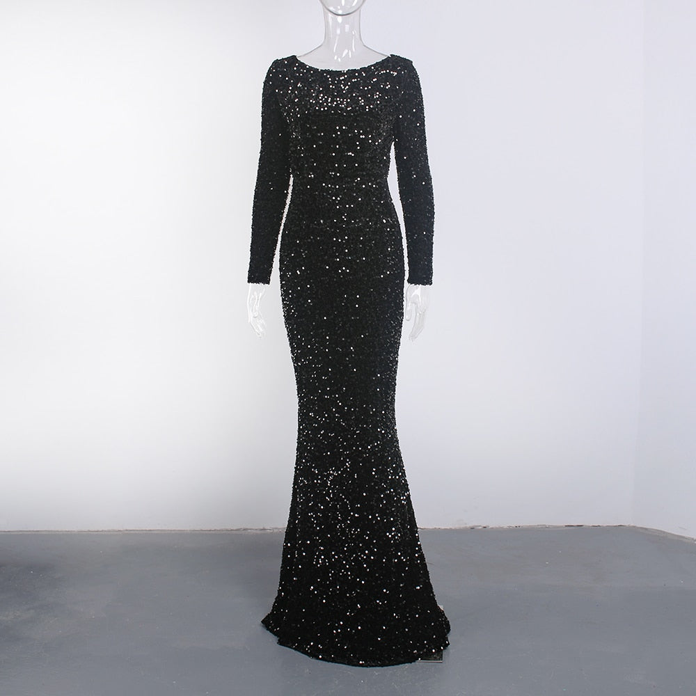 Kisscc Royal Blue Stretch Sequin Floor Length Evening Night Dress Full –  Mega Mart Center