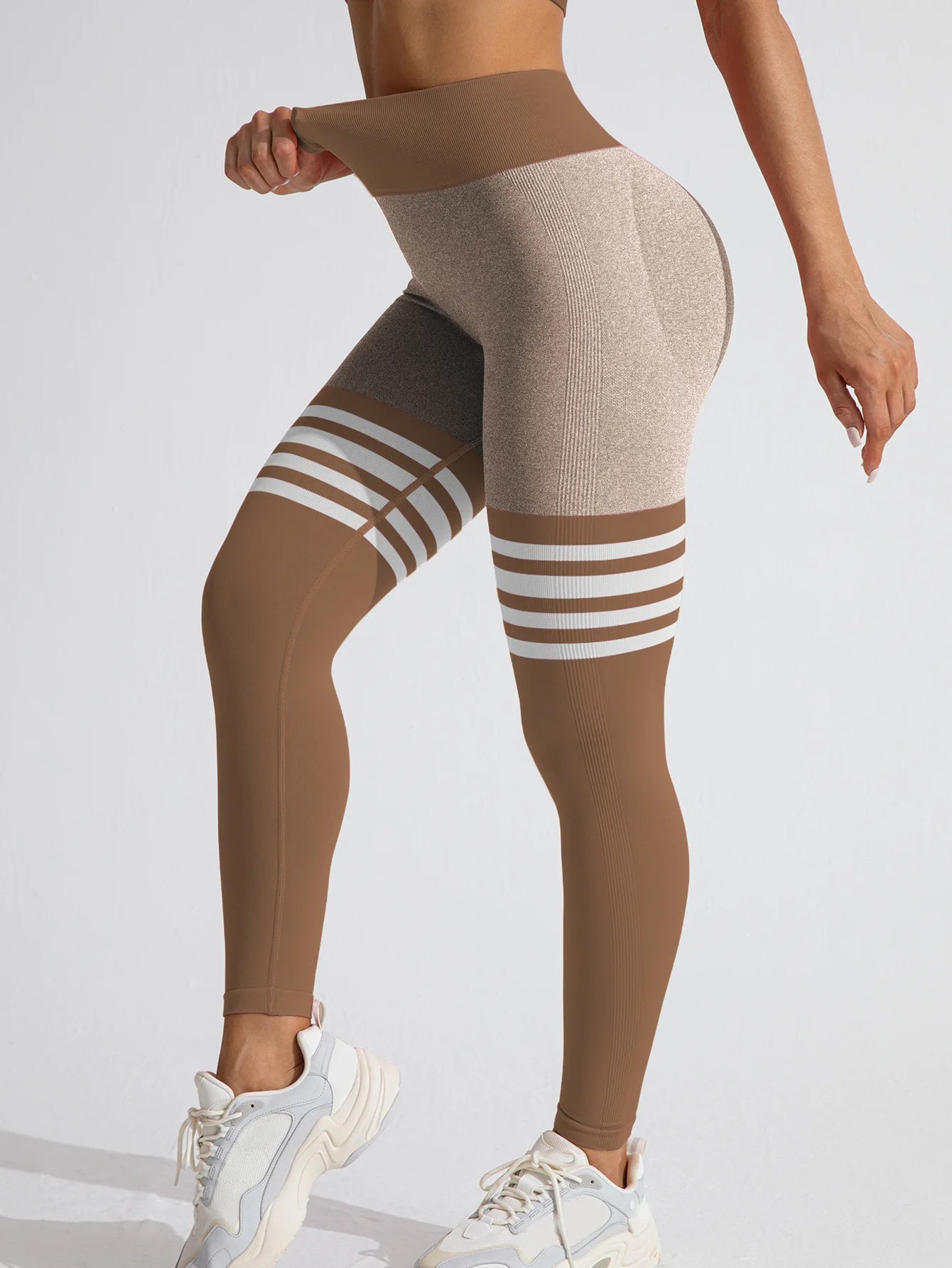 Women V Back Line Leggings Butt Lifting Gym Fitness Athletic Workout Elastic Leggins Outdoor Yoga Pants Sports Training Tights