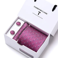 High Quality 7.5 cm Stripe Blue Tie Pocket Square Cufflinks Set For Men Gift Box Wedding Gravatas Fit Workplace