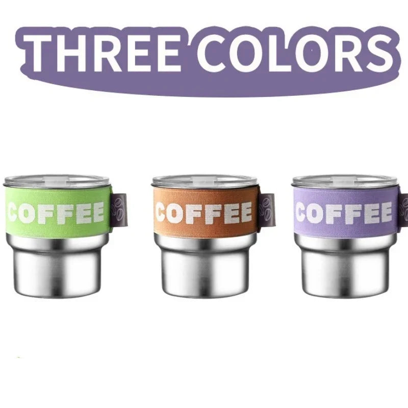 Stainless Steel Coffee Cup with Lid Mug Insulated Breakfast Milk Tea Cup Heat-Resistant Cup Leakproof Portable Water Cup Gift