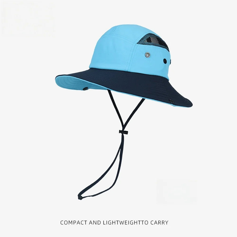 UPF50+ Waterproof Sun Hat Men Women Wide Brim Bucket Hat Quick Dry Breathable Boonie Hat Outdoor Fishing Hiking Safari Caps