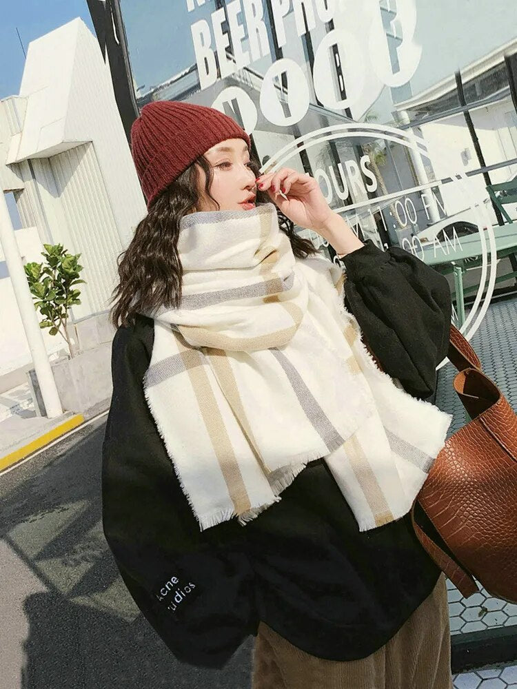 Free Shipping Autumn Winter Women Vintage Scarfs Ladies Imitation Cashmere Plaid Scarves Mujer Pashmina Bufanda Hijab Wrap Shawl