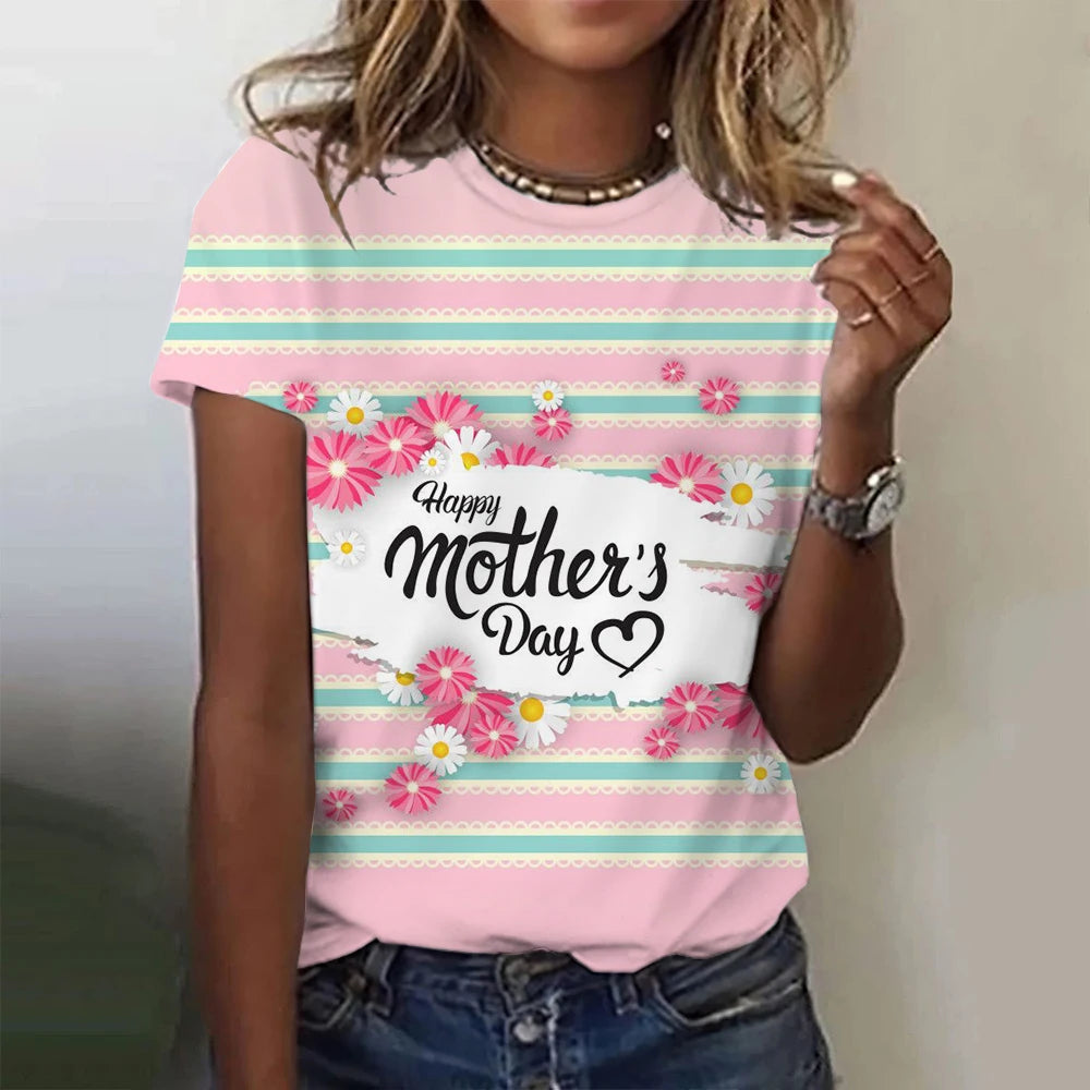 Mother's Day gift Top Women's T-shirt For Women The Best Mom 3D Printed T-Shirt Summer Casual Short Sleeve Women's Clothing
