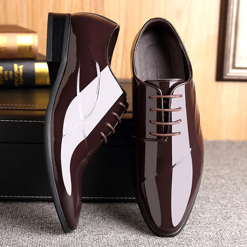 Italian Oxford Shoes for Men Luxury Patent Leather Wedding Shoes Pointed Toe Dress Shoes Classic  Plus Size 38-48