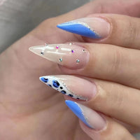 24Pcs Detachable Almond False Nails with Pearl Decoration Elegant Designs French Fake Nails Full Nail Art Tips Press On Nails