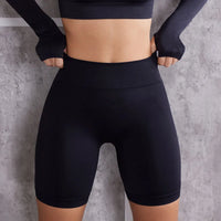 Black Women Gym Shorts High Waist Lifting Push Up Tight Sports Shorts Leggings Spandex Elastic Yoga Fitness Black Leggings