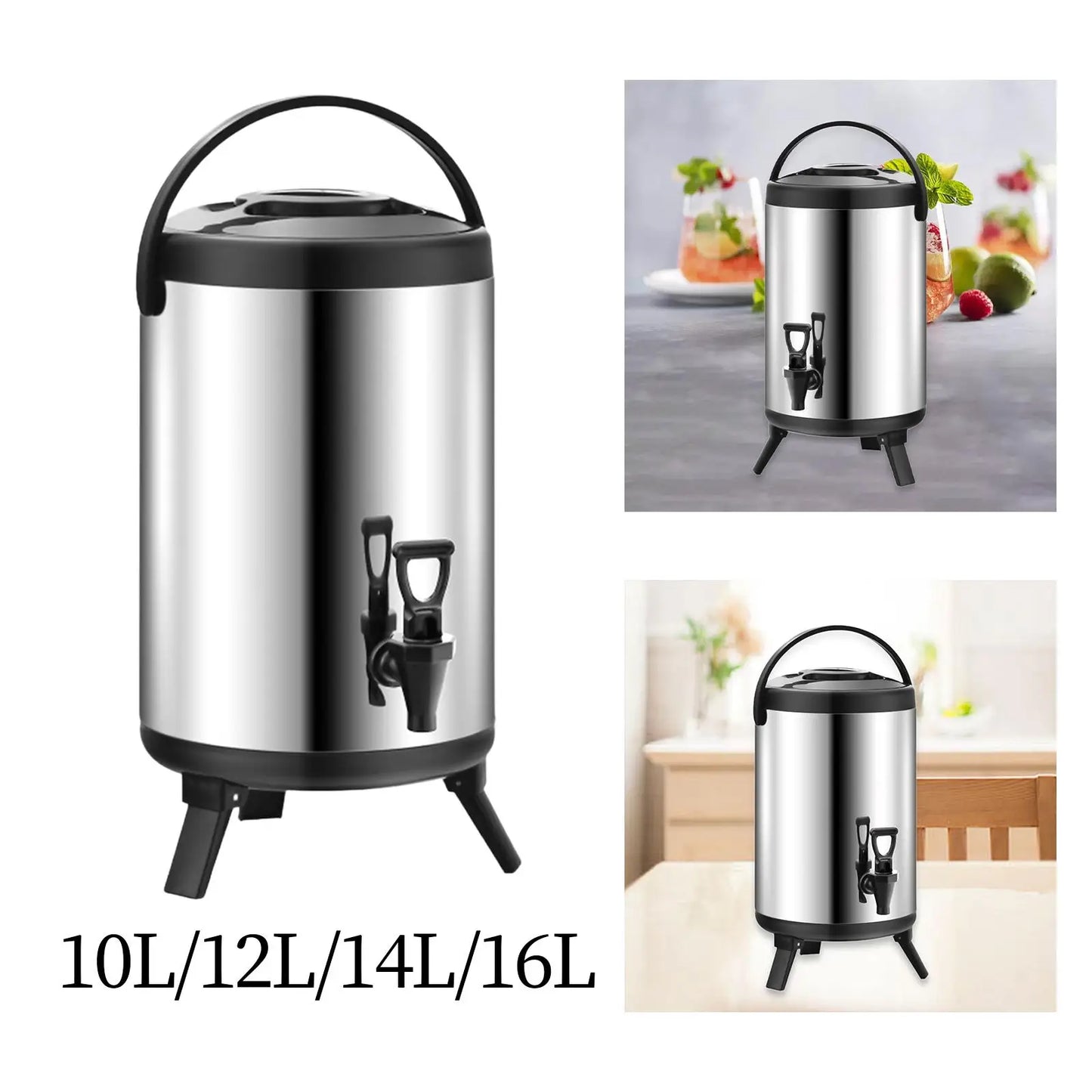 Insulated Barrel Stainless Steel Commercial Double Layer Thick Insulated Drink Dispenser for Tea Milk Hot Water Coffee Party
