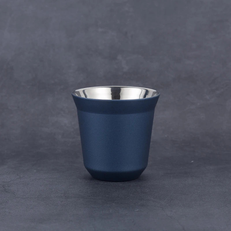 304 Stainless Steel Double-layer Coffee Cup Insulated Tea Cup Beer Cup Painted Espresso Cup Outdoor Portable Capsule Coffee Cup