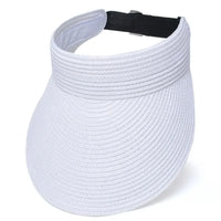New High Quality UPF50+ Wide Brim Visor Hat for Women Straw Beach Sun Visor Foldable Ponytail with UV Protection Summer Anti-UV