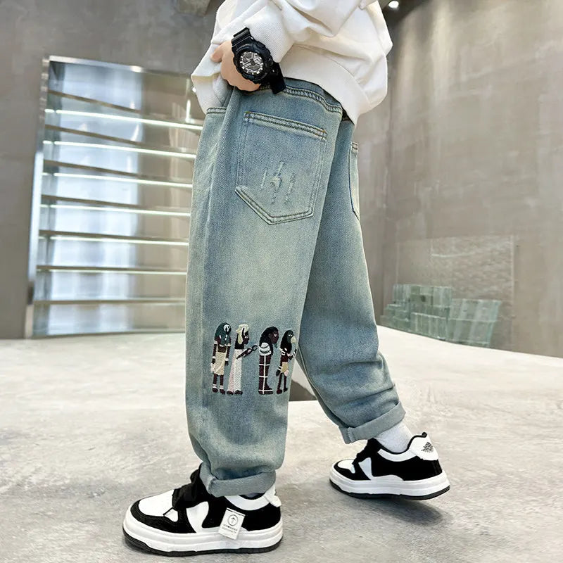 Jeans For Boys High Quality Children Clothes Casual Style Kids 2024 Spring Autumn New Arrival Denim Pants 5 6 7 8 9 10 11 12 14Y