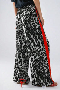 New women's fashion leopard print casual straight leg wide leg pants