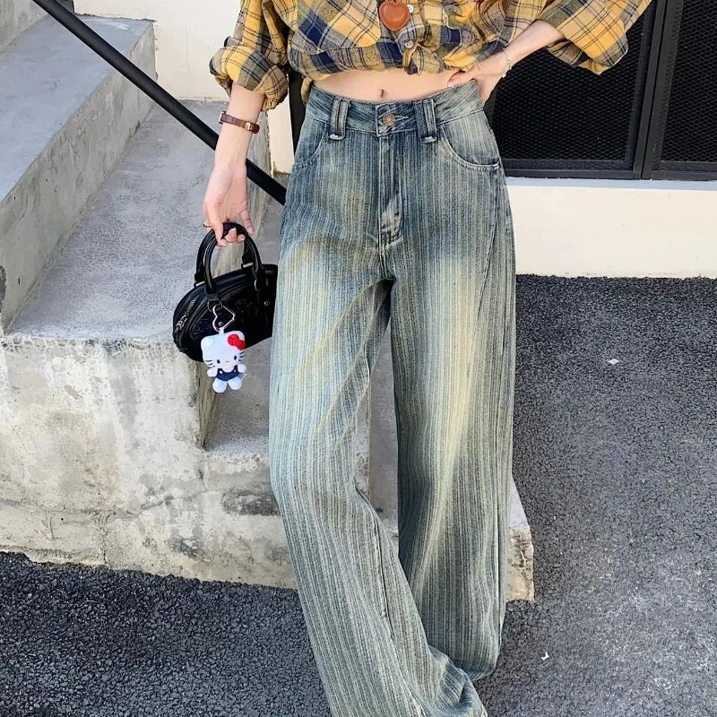 Casual Loose Jeans Wide Leg Flared Trousers High Waist Comfort Stretch Denim Pants for Women Fashion Trend  Women's jeans