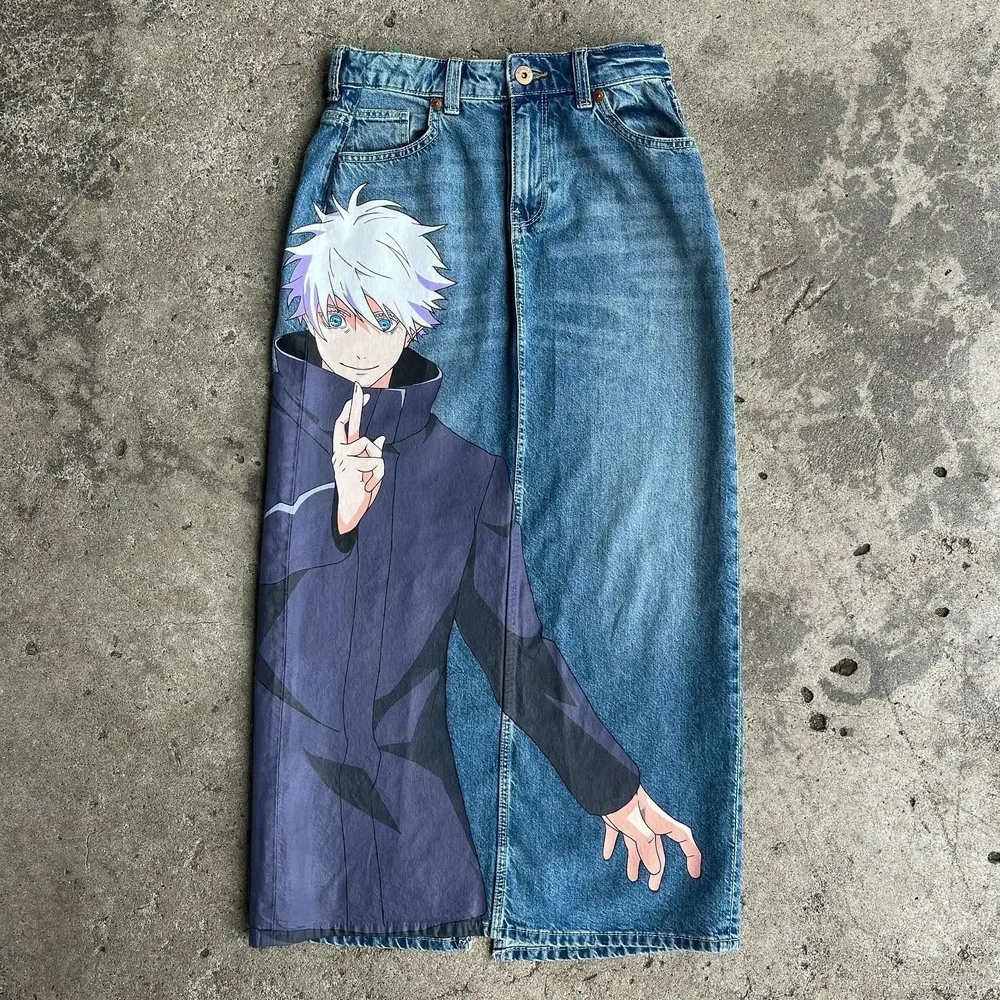 Japanese anime printing baggy jeans harajuku wide leg denim pants y2k men jean streetwear vintage couples trouser women clothing