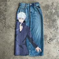 Japanese anime printing baggy jeans harajuku wide leg denim pants y2k men jean streetwear vintage couples trouser women clothing